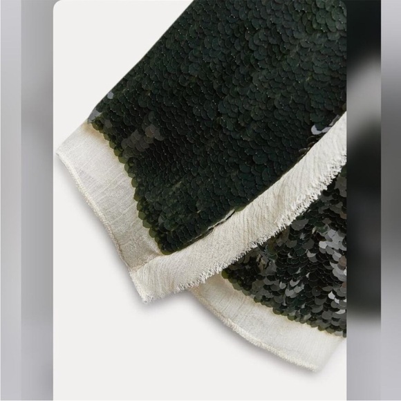 ZARA NEW WOMAN ZW COLLECTION SEQUIN BLAZER GREEN SIZE XS 3736/319 - Picture 12 of 15